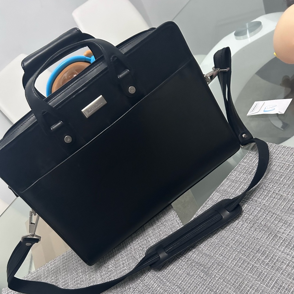 Hartmann Black Leather Briefcase for Men